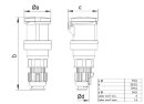 CEE-form 63A Kupplung, 400V, 5pol, Schraubkontakt, IP44,...