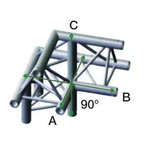 Milos Deco-22 Triangle truss, down left, apex up, ALM32, 90° corner