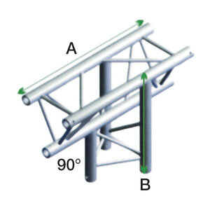 Milos Deco-22 Triangle truss, T-Cross up/down 3-way, ATM37, 90° corner