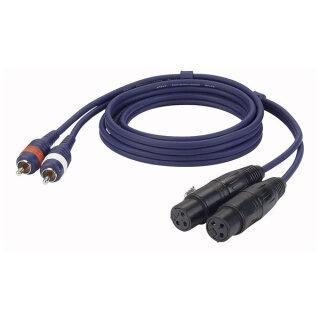 DAP-Audio Adapterkabel, 2x Cinch männlich L/R auf 2x XLR 3pol weiblich, 1,5 Meter