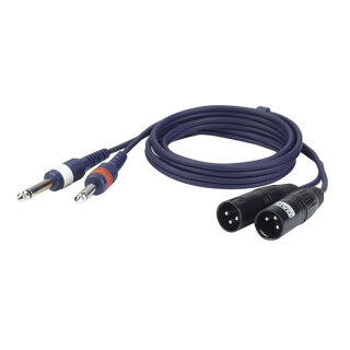 DAP-Audio Adapterkabel, 2x Klinke Mono L/R auf 2x XLR 3pol männlich, 1,5 Meter