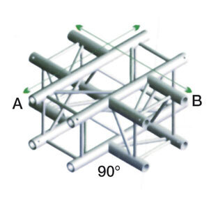 Milos Pro-30 Square F Truss, 4-way -71cm, QCF41, 90° corner, silver