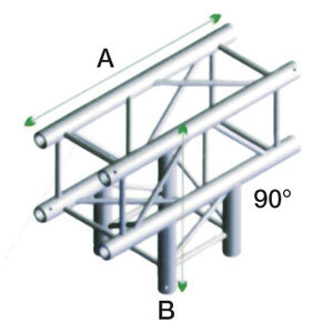 Milos Pro-30 Square F Truss, T-Cross 3-way, 71cm, QTF35, 90° corner, silver