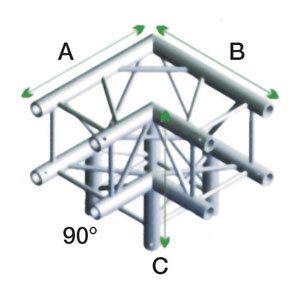 Milos Pro-30 Square G Truss, Corner 3-way, QLU30, 90° corner, silver