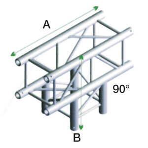 Milos Pro-30 Square G Truss, T-Cross 3-way, 71cm, QTU35, 90° corner, silver