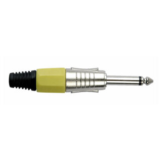 DAP-Audio 6.3 mm. Jackplug mono, Nickel housing, Yellow endcap