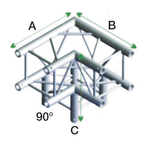 Milos Pro-30 Square P Truss, Corner 3-way, QLB30, 90° corner