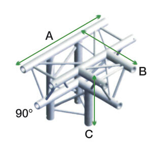 Milos Pro-30 Triangle P Truss, T-Cross + down 4-way, 71cm, ATB42, 90° corner