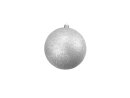 Deco Ball 10cm, silver, glitter 4x