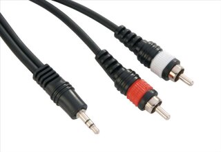 Stereo Cinch - 1 x Jack stereo 3,5 mm / 2 x RCA Phono 1 m