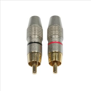 Accu Cable AC-C-RMG/SET, RCA Cinch plug male gold SET (red/black ring), RCA Cinch Stecker, männlich, vergoldet, Paar