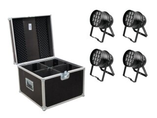 Eurolite Set 4x LED PAR-64 HCL 12x10W bk + Case