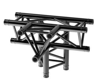 Litecraft Truss LT33B C42, 4-Weg T-Stück, Spitze unten, in RAL9005 schwarz matt, inkl. Verbindersatz