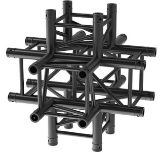 Litecraft Truss LT34B C61, 6-Weg Kreuz-Stück, 710mm, in RAL9005 schwarz matt, inkl. Verbindersatz