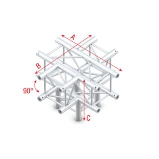 Milos Pro-30 Square P Truss, Cross + Down, 5-way, QCB51, 90° Corner