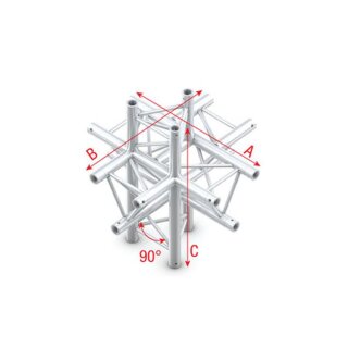 Milos Pro-30 Triangle P Truss, Cross up/down 6-way, 71 cm, ACB61, 90° Corner