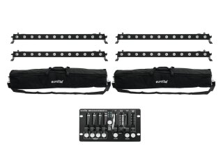 Eurolite Set 4x LED BAR-12 QCL RGBW + 2x Soft Bags + Controller