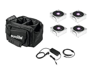 Eurolite Set 4x AKKU Flat Light 1 chrome + Soft-Bag + Charger