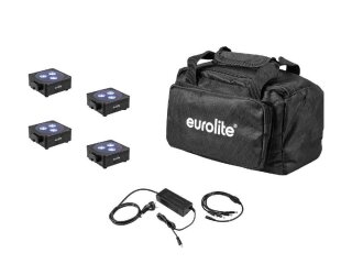 Eurolite Set 4x AKKU Flat Light 3 bk + Charger + Soft-Bag