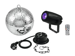 Eurolite Mirror Ball 20cm with motor + LED PST-5 QCL Spot bk