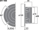 Monacor DT-105, Hi-Fi-Kalottenhochtöner, 30 W, 8 Ohm