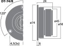 Monacor DT-74/8, Hi-Fi-Miniatur-Hochtöner, 15 W, 8 Ohm