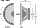 Monacor SPH-220HQ, High-Quality-Hi-Fi-Tieftöner, 100 W, 8 Ohm