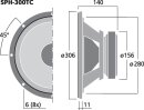 Monacor SPH-300TC, Hi-Fi-Subwoofer, 2 x 120 W, 2 x 8 Ohm