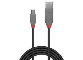 Lindy 36724 USB-Kabel, 3.0m, Anthra Line, USB A 2.0, USB Mini-B