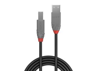 Lindy 36675 USB-Kabel, 5.0m, Anthra Line, USB A 2.0, USB B 2.0