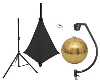 Eurolite Set Spiegelkugel 50cm gold mit Stativ und Segel schwarz