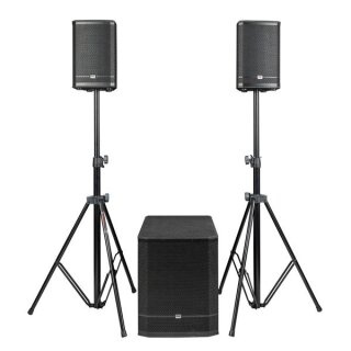 DAP-Audio Pure Club 15, 15" Kompaktes Aktiv-Lautsprechersystem, 15" Sub + 8" Tops Aktiv-Set mit DSP