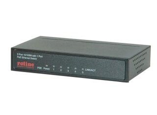 Roline PoE Fast Ethernet Switch, 5 Ports, schwarz, 100 Mbit/s