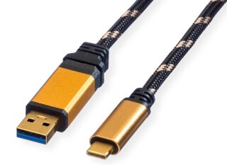 Roline Gold USB Kabel, 0.5m, USB C 3.2 / USB A 3.2