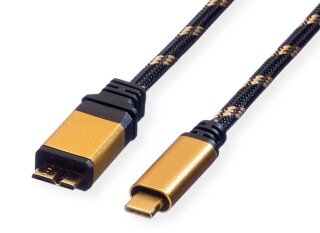 Roline Gold USB Kabel, 0.5m, USB C 3.2 / USB Micro-B 3.2