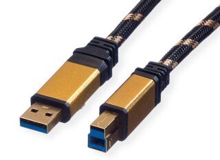 Roline Gold USB Kabel,  3m, USB A 3.2 / USB B 3.2