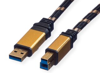 Roline Gold USB Kabel, 1.8m, USB A 3.2 / USB B 3.2