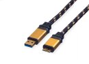 Roline Gold USB Kabel, 0.8m, USB A 3.2 / USB Mirco-B 3.2