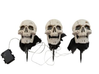 Halloween Skeleton Head with Stake, Set of 3, 29cm