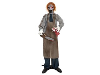 Halloween Figur Zombie mit Kettensäge, animiert, 170cm