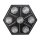 Briteq BTX-Skyran, sechseckiger Eycatcher, Multieffekt, 7x 80 Watt WW/A-LED, 120x 3 Watt LED weiss, 604x 0,5 Watt RGB LED, DMX/RDM