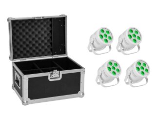 Eurolite Set 4x LED Silent PAR 6 QCL Floor ws + Case