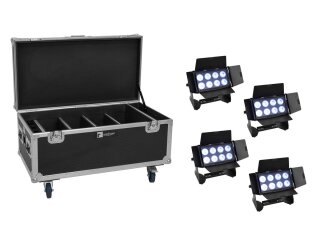 Eurolite Set 4x AKKU Multiflood IP 8x10W RGBW Wash CRMX + Case mit Ladefunktion