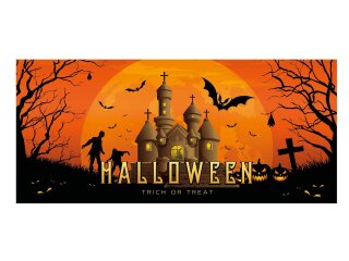 Halloween Banner, Geisterhaus, 400x180cm