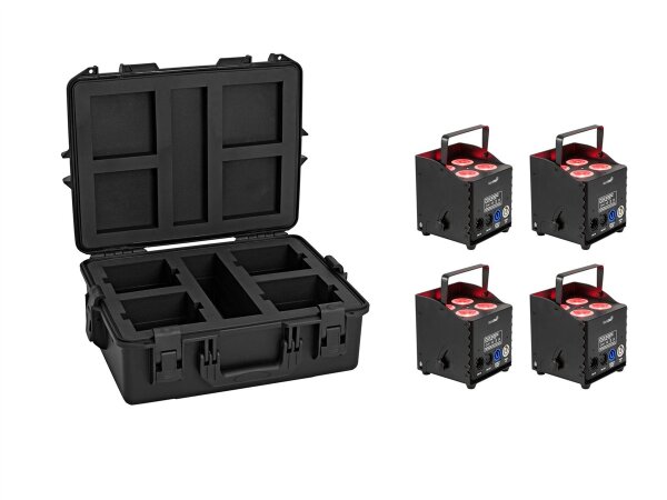 Eurolite Set 4x AKKU UP-4 QCL Spot QuickDMX MK2 + Kunststoffcase